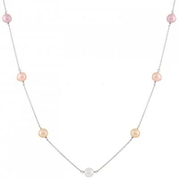 Sterling Silver 5 Stationed 7-8mm Pearl Necklace