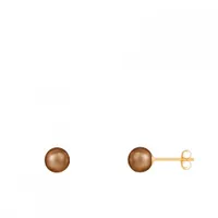 14K Yellow Gold Round 5-6mm Pearl Stud Earrings