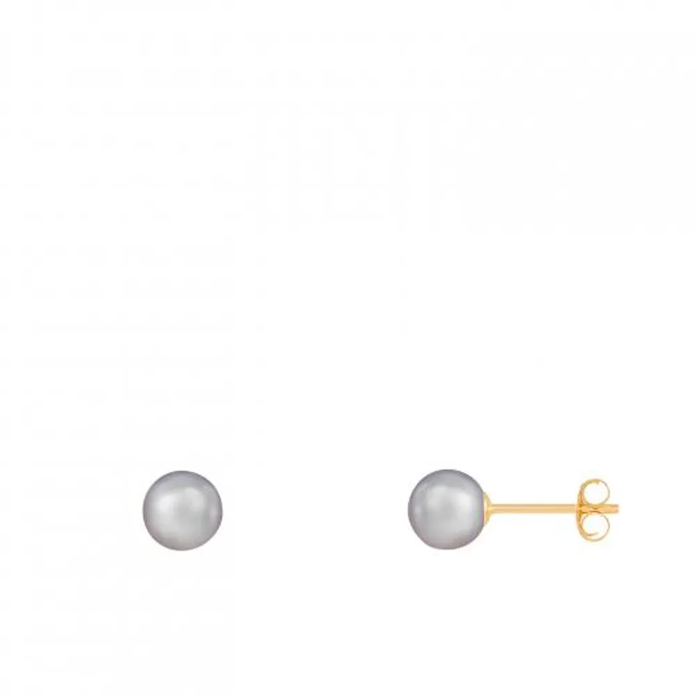 14K Yellow Gold Round 5-6mm Pearl Stud Earrings