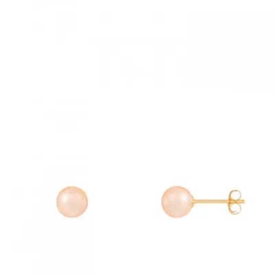 14K Yellow Gold Round 5-6mm Pearl Stud Earrings