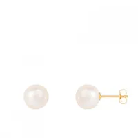 14K Yellow Gold 8mm Japanese Akoya Pearl Stud Earrings