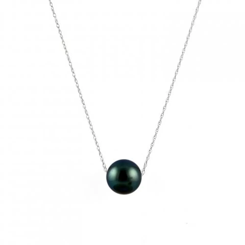 Sterling Silver 8-9mm Tahitian Pearl Slider Pendant