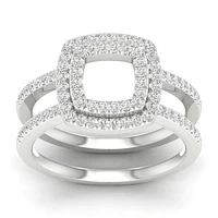 14K White Gold 0.50CTW Cushion Wrap Ring
