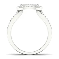 14K White Gold 0.50CTW Cushion Wrap Ring