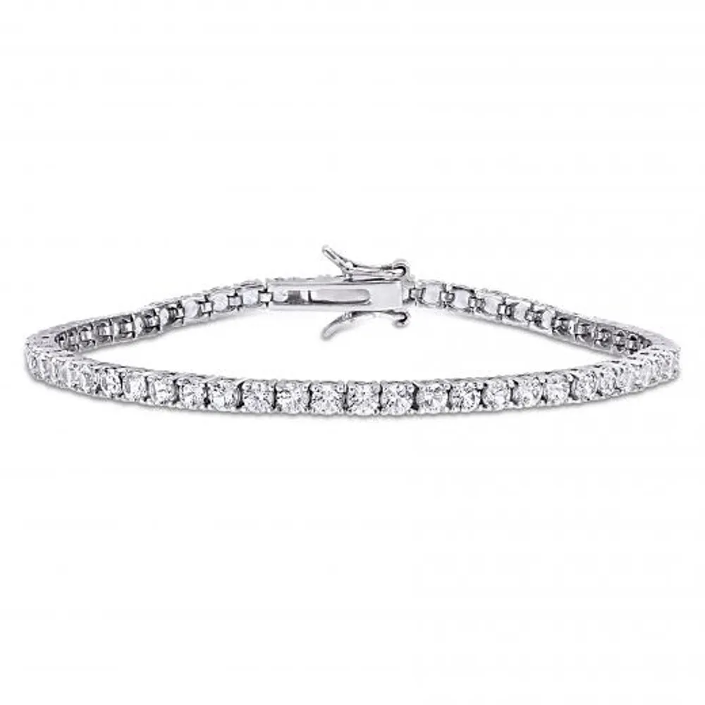 Julianna B Sterling Silver Created White Sapphire Tennis Bracelet