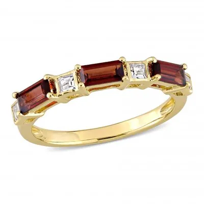 Julianna B 10K Yellow Gold Garnet & White Topaz Ring