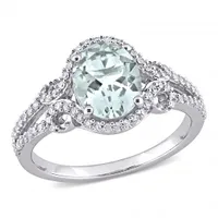 Julianna B 10K White Gold Aquamarine & 0.33CTW Diamond Ring