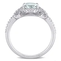 Julianna B 10K White Gold Aquamarine & 0.33CTW Diamond Ring