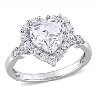 Julianna B 10K White Gold Created White Sapphire & Diamond Accent Ring