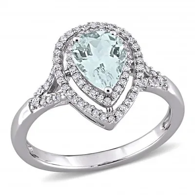 Julianna B 14K White Gold Aquamarine & 0.25CTW Diamond Ring