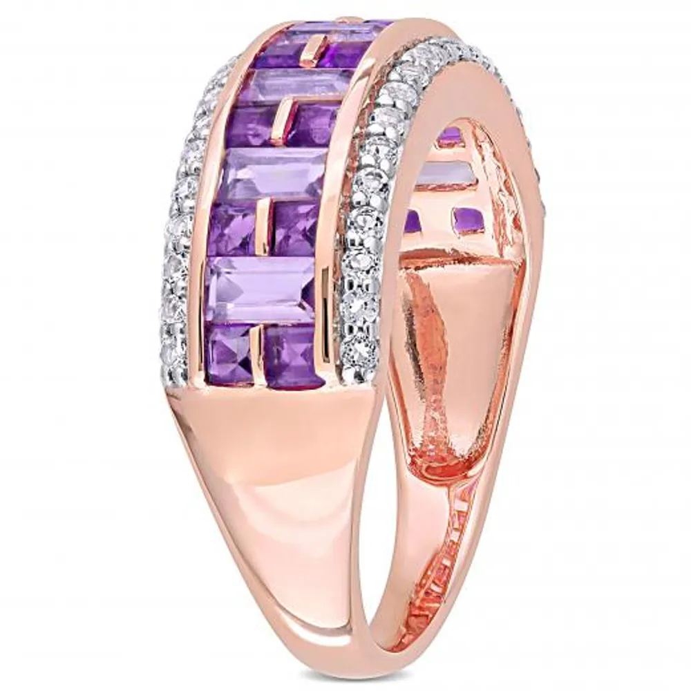 Julianna B 10K Rose Gold Amethyst & White Topaz Ring