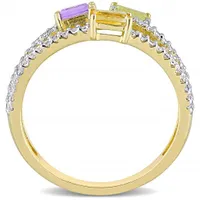 Julianna B Sterling Silver Citrine, Peridot, Amethyst & White Topaz Ring