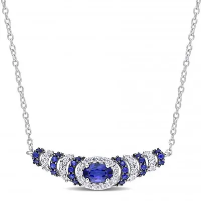 Julianna B Sterling Silver Created Blue & Created White Sapphire Necklace