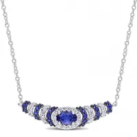 Julianna B Sterling Silver Created Blue & Created White Sapphire Necklace