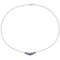 Julianna B Sterling Silver Created Blue & Created White Sapphire Necklace