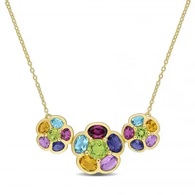 Julianna B Sterling Silver Multi Gemstone Flower Pendant