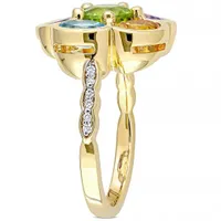 Julianna B Sterling Silver Multi Gemstone & 0.06CTW Diamond Floral Ring