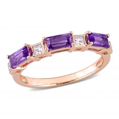 Julianna B 10K Rose Gold Amethyst & White Topaz Ring