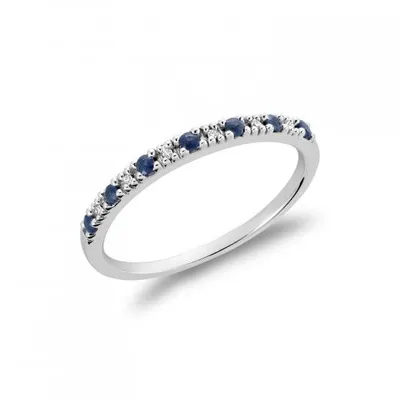 Les Bijoux 10K White Gold Blue Sapphire & 0.02CTW Diamond Ring