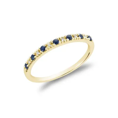 Les Bijoux 10K Yellow Gold Blue Sapphire & 0.02ctw Diamond Ring