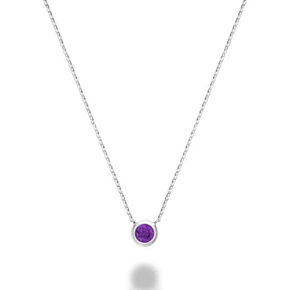 Les Bijoux 10K White Gold Bezel Set Amethyst Necklace