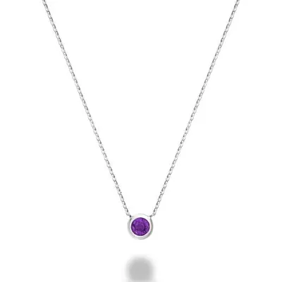 Les Bijoux 10K White Gold Bezel Set Amethyst Necklace