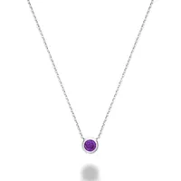 Les Bijoux 10K White Gold Bezel Set Amethyst Necklace