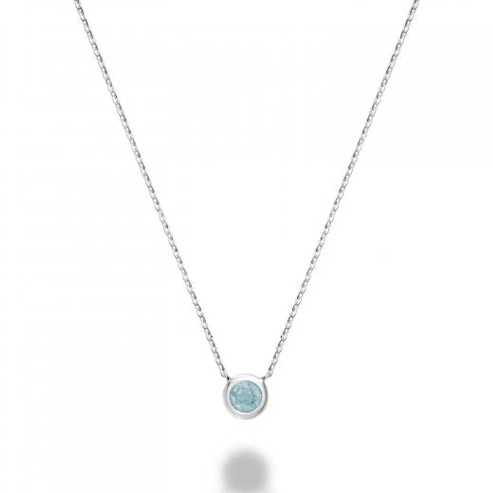 Les Bijoux 10k White Gold Bezel Set Aquamarine Necklace