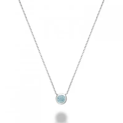 Les Bijoux 10k White Gold Bezel Set Aquamarine Necklace