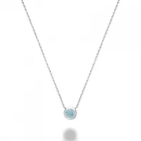 Les Bijoux 10k White Gold Bezel Set Aquamarine Necklace