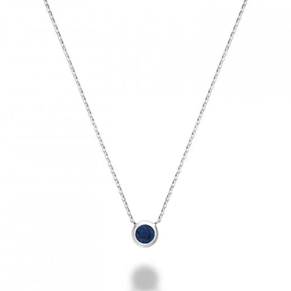 Les Bijoux 10K White Gold Bezel Set Blue Sapphire Necklace