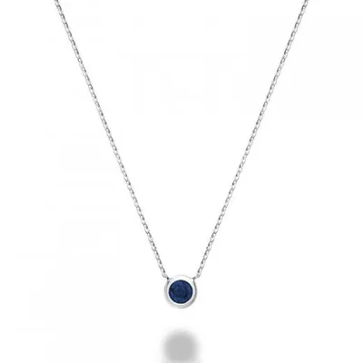 Les Bijoux 10K White Gold Bezel Set Blue Sapphire Necklace