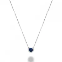 Les Bijoux 10K White Gold Bezel Set Blue Sapphire Necklace