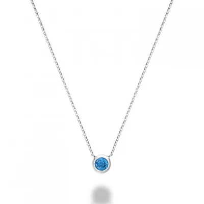 Les Bijoux 10k Gold Bezel Set Blue Topaz Necklace