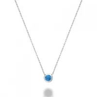 Les Bijoux 10k Gold Bezel Set Blue Topaz Necklace