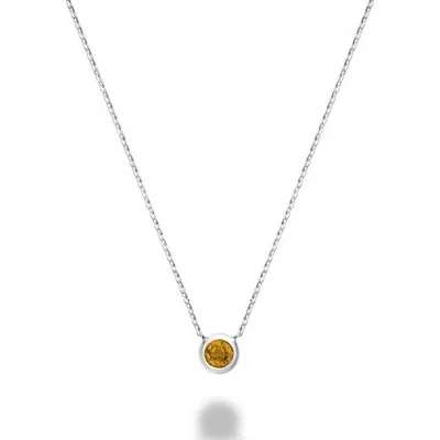 Les Bijoux 10k White Gold Bezel Set Citrine Necklace