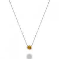 Les Bijoux 10k White Gold Bezel Set Citrine Necklace