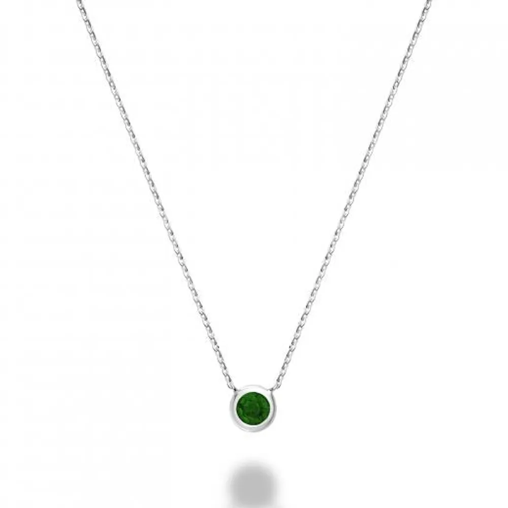 Les Bijoux 10k White Gold Bezel Set Emerald Necklace