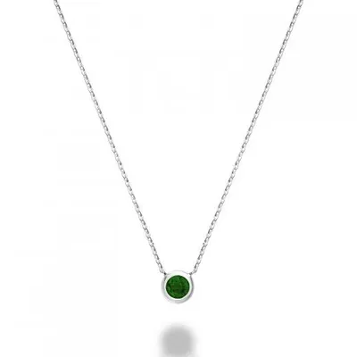 Les Bijoux 10k White Gold Bezel Set Emerald Necklace