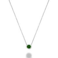 Les Bijoux 10k White Gold Bezel Set Emerald Necklace