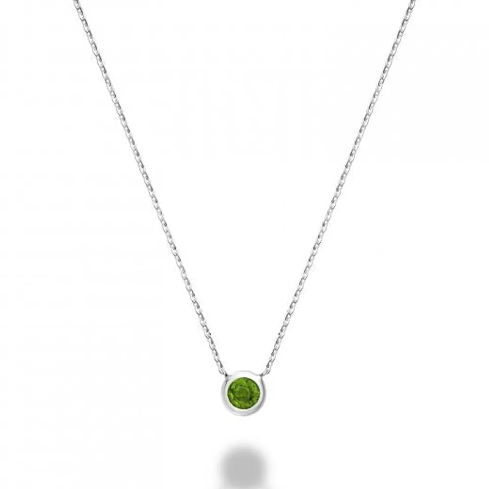 Les Bijoux 10k White Gold Bezel Set Peridot Necklace