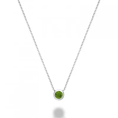 Les Bijoux 10k White Gold Bezel Set Peridot Necklace