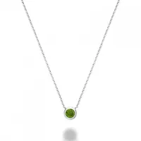 Les Bijoux 10k White Gold Bezel Set Peridot Necklace