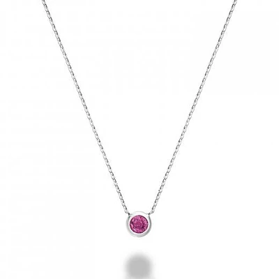 Les Bijoux 10k White Gold Bezel Set Pink Topaz Necklace