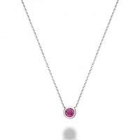 Les Bijoux 10k White Gold Bezel Set Pink Topaz Necklace