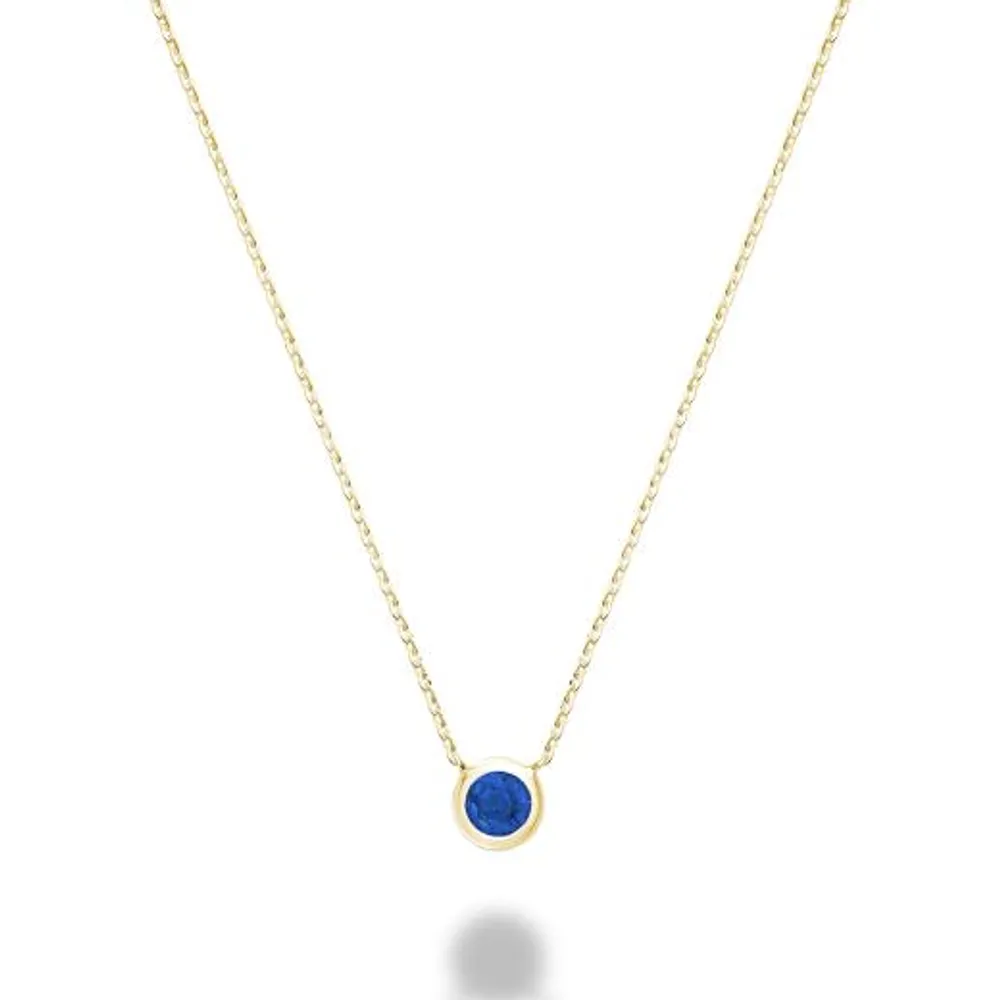 Les Bijoux 10k Yellow Gold Bezel Set Blue Sapphire Necklace