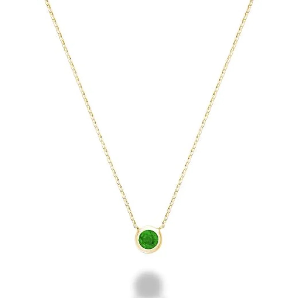 Les Bijoux 10k Yellow Gold Bezel Set Emerald Necklace