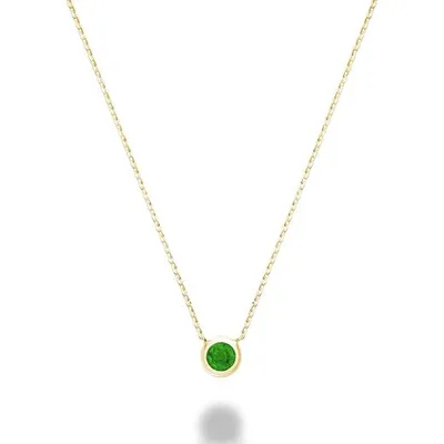 Les Bijoux 10k Yellow Gold Bezel Set Emerald Necklace