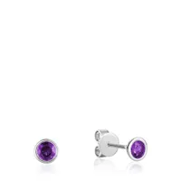 Les Bijoux 10K White Gold Bezel Set Amethyst Earrings