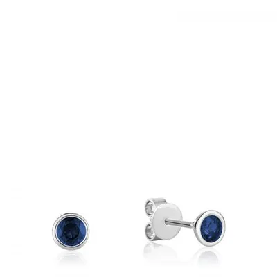 Les Bijoux 10K White Gold Bezel Set Sapphire Earrings